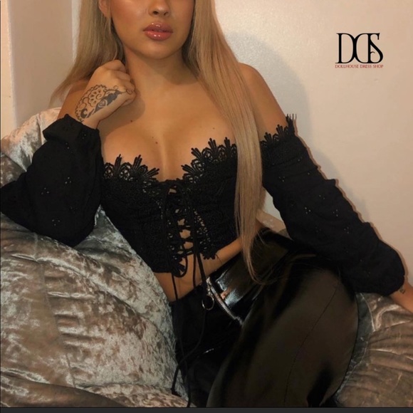 Dollhouse Dress Shop Tops - 🔥 5 ⭐️ Reckless Love - Black Corset Crop Top